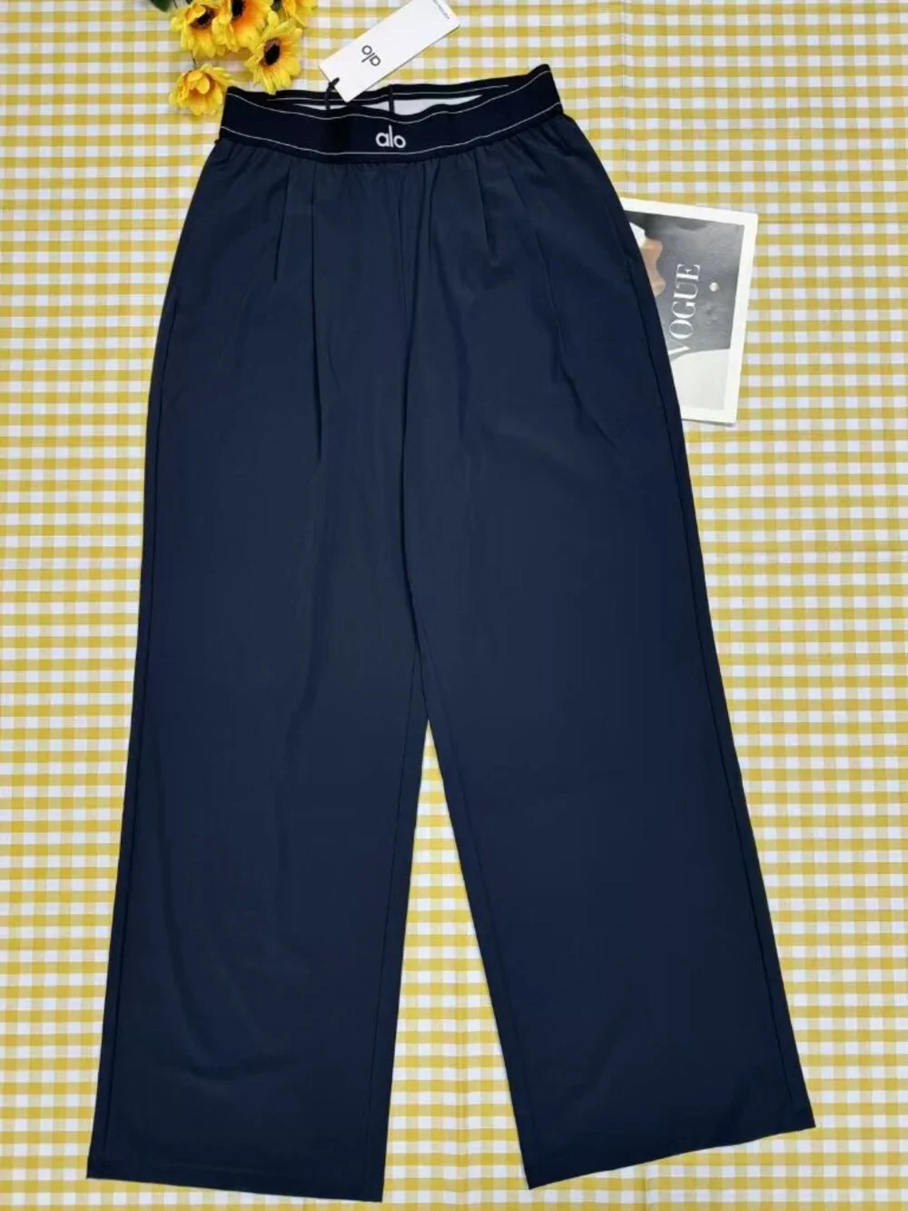 👜 NWT Alo Yoga Suit Up Trouser Navy ✨ Relaxed Wide Leg Pants Regular length